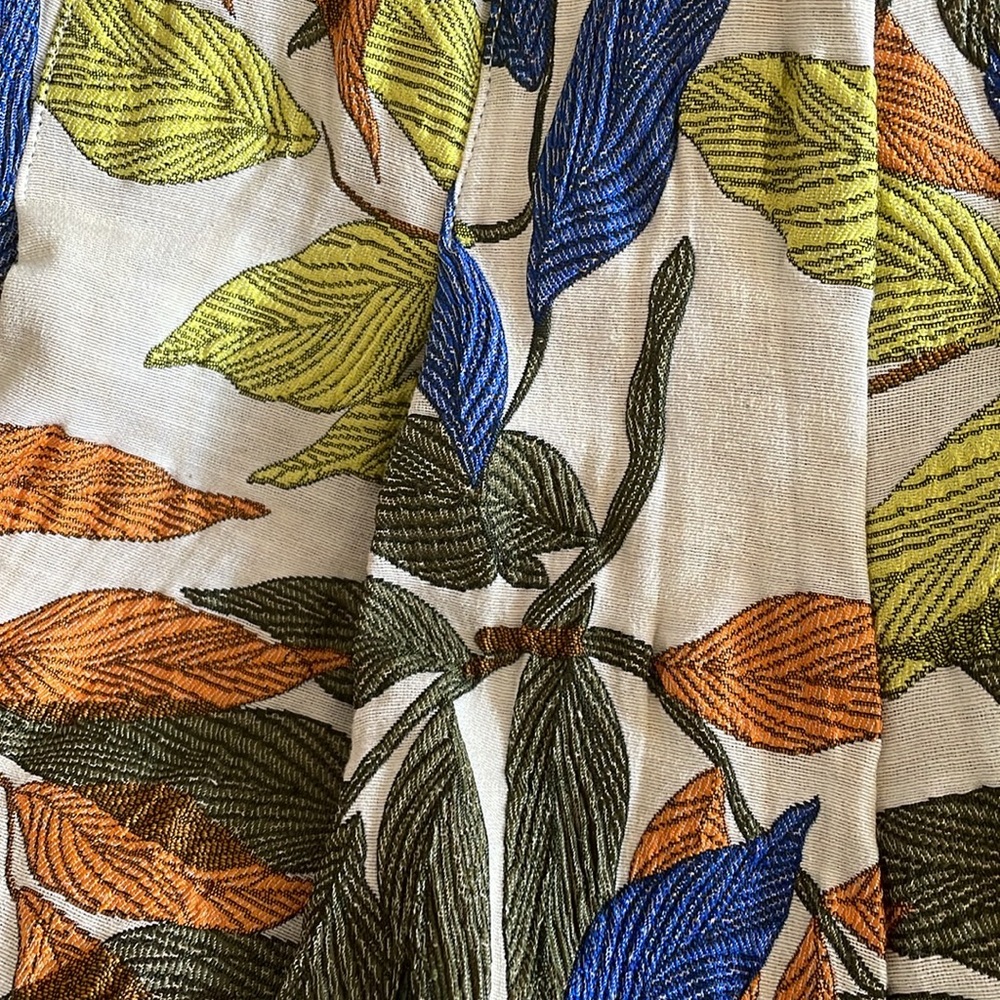 Love Binetti Walk On By Embroidered Leaf Print Boho Crop Tapered Pants size S - Picture 10 of 12